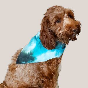 Baja Tie Dye Dog Bandana Scarf in Teal + Black Hand Dyed by Akasha Sun